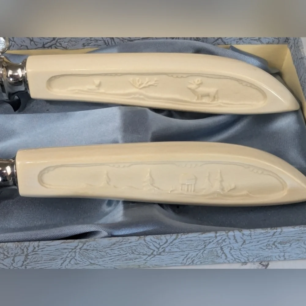Henley And Co Genuine Ivory Carving Set From Germany Eskimo Made Like New